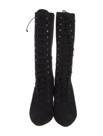 Manolo Blahnik Suede Lace-Up Boots