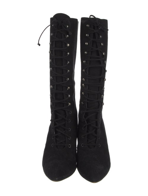 Manolo Blahnik Suede Lace-Up Boots