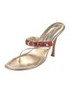 Manolo Blahnik Leather Crystal Embellishments Slides