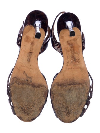 Manolo Blahnik Patent Leather T-Strap Sandals