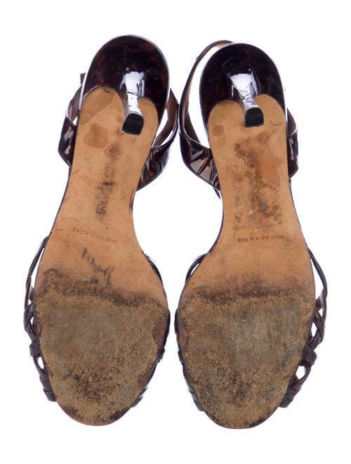 Manolo Blahnik Patent Leather T-Strap Sandals