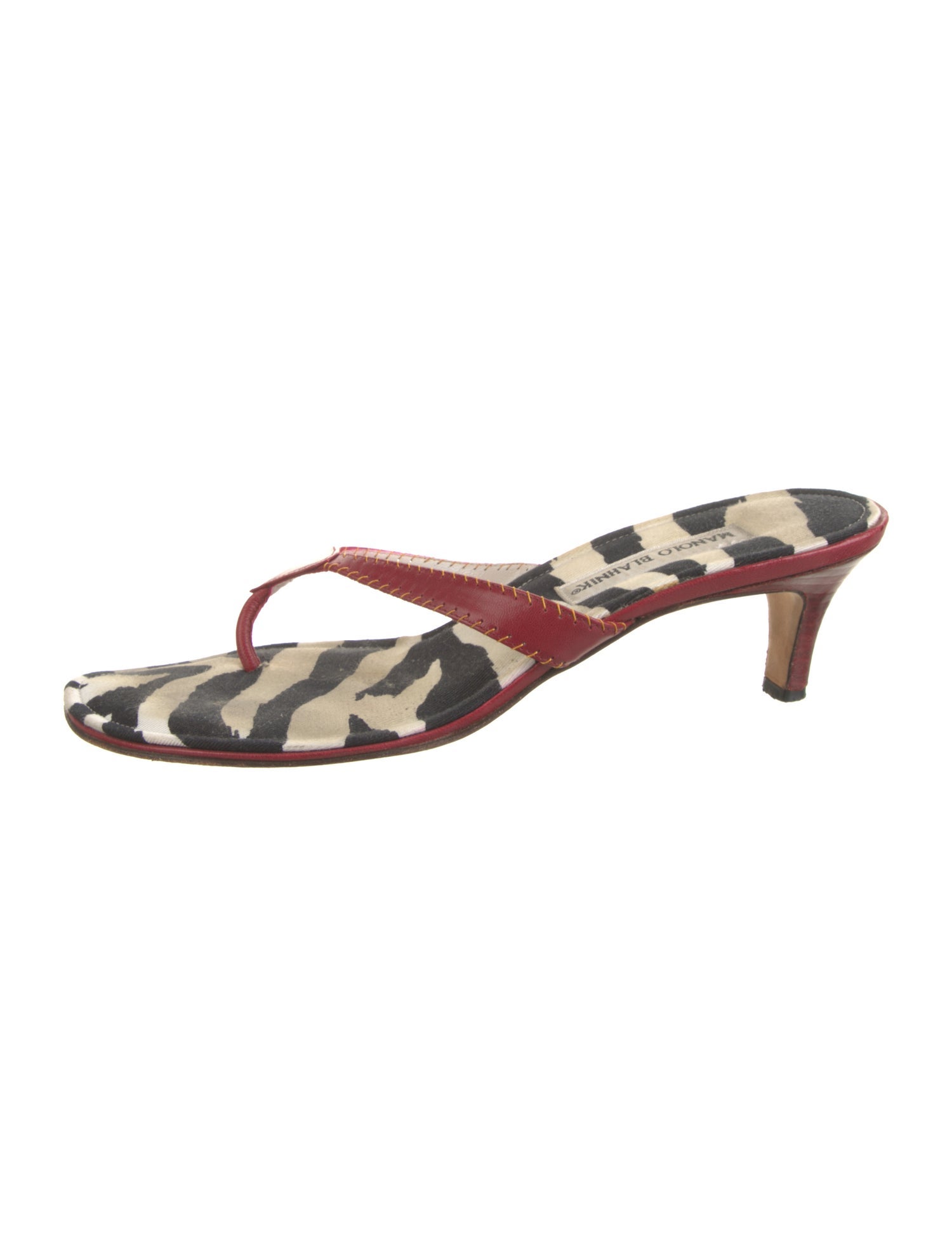 Manolo Blahnik Leather Whipstitch Trim Slides