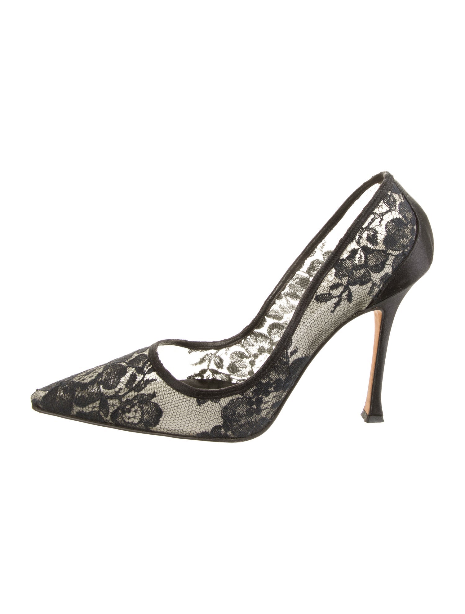 Manolo Blahnik Mesh Lace Pattern Pumps