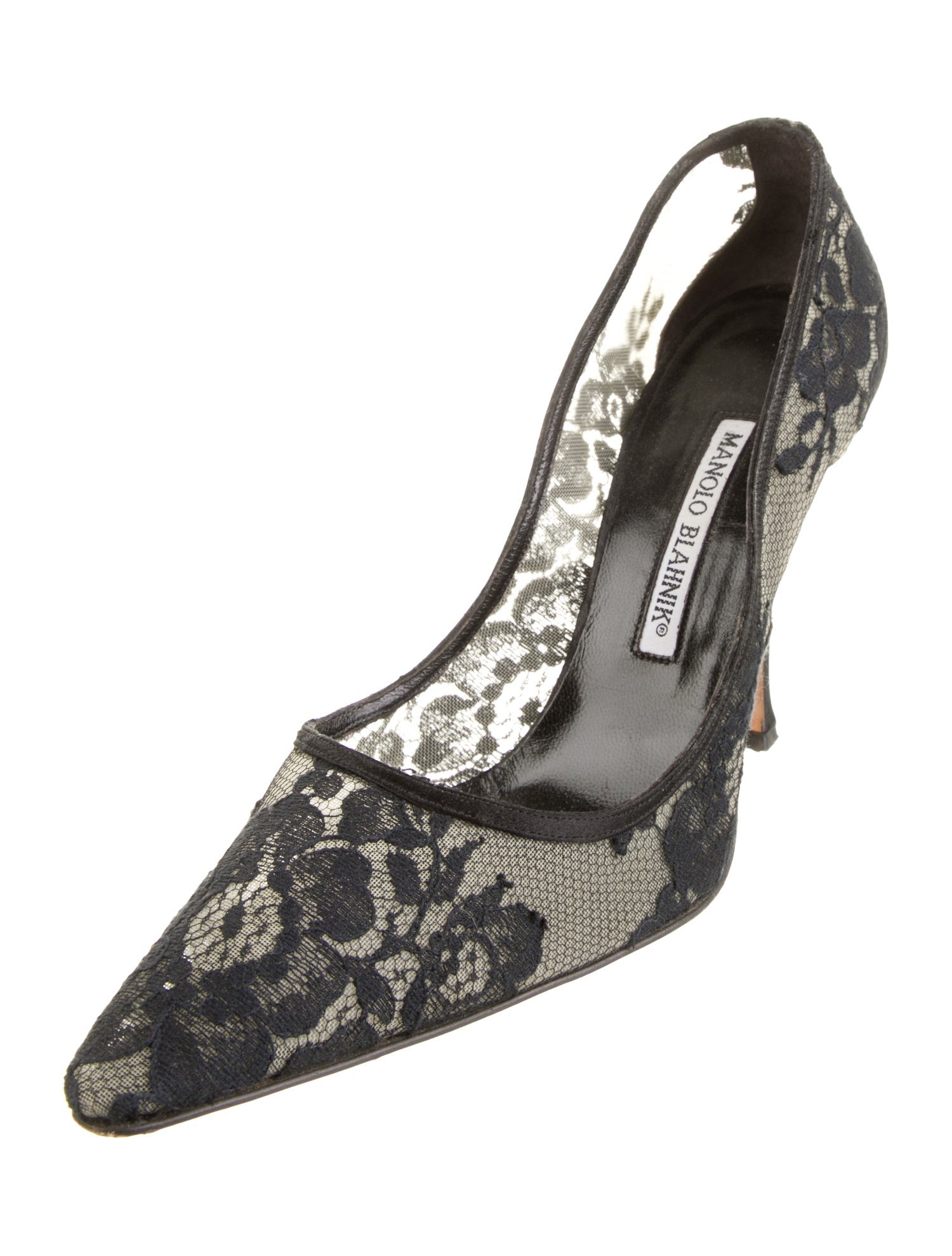 Manolo Blahnik Mesh Lace Pattern Pumps