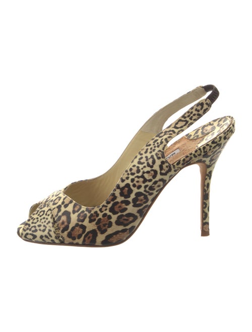 Manolo Blahnik Suede Animal Print Slingback Pumps