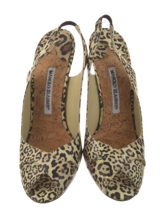 Manolo Blahnik Suede Animal Print Slingback Pumps
