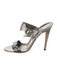 Manolo Blahnik Leather Crystal Embellishments Slides