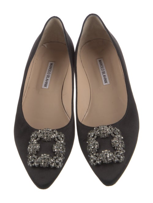 Manolo Blahnik Satin Crystal Embellishments Ballet Flats