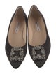 Manolo Blahnik Satin Crystal Embellishments Ballet Flats