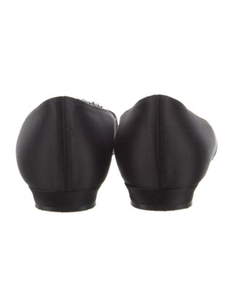 Manolo Blahnik Satin Crystal Embellishments Ballet Flats