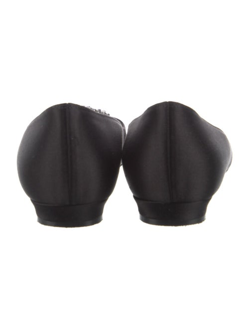 Manolo Blahnik Satin Crystal Embellishments Ballet Flats