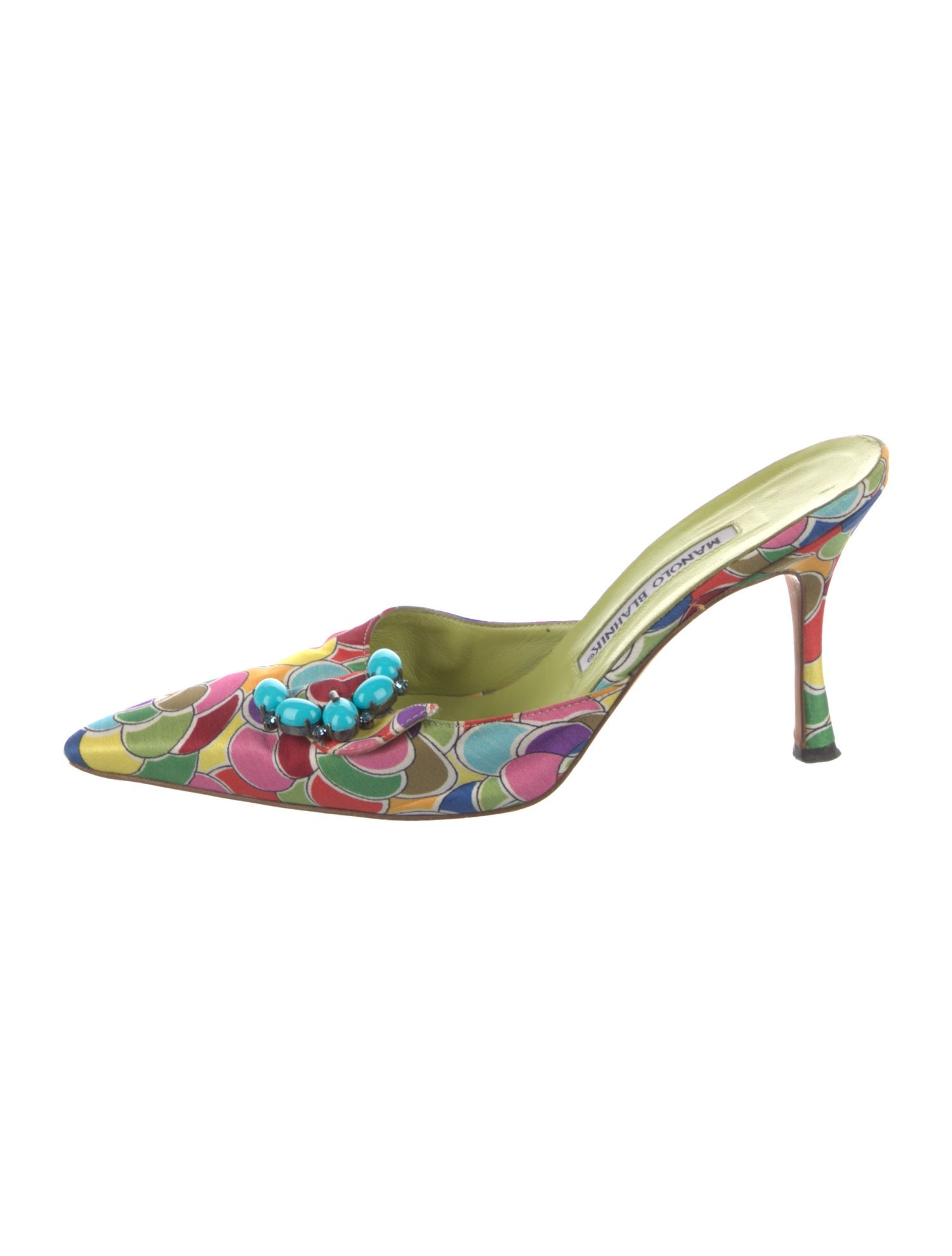 Manolo Blahnik Canvas Printed Mules