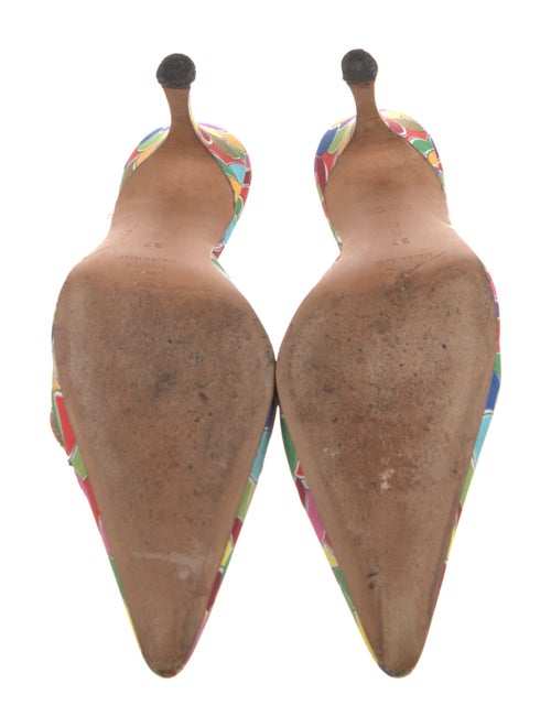 Manolo Blahnik Canvas Printed Mules