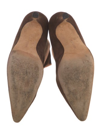 Manolo Blahnik Suede Eyelet Trim Boots