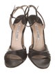 Manolo Blahnik Leather Pleated Accents Slingback Sandals