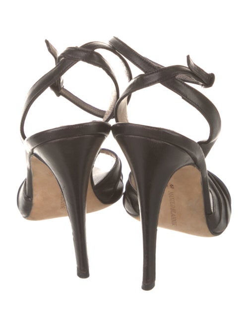 Manolo Blahnik Leather Pleated Accents Slingback Sandals