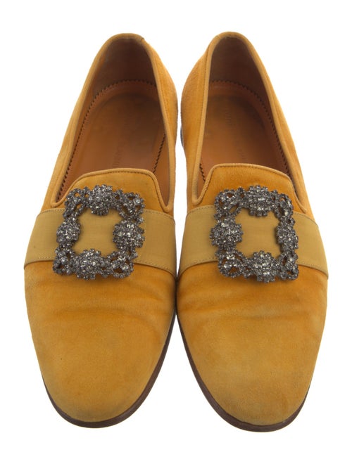 Manolo Blahnik Velvet Crystal Embellishments Loafers