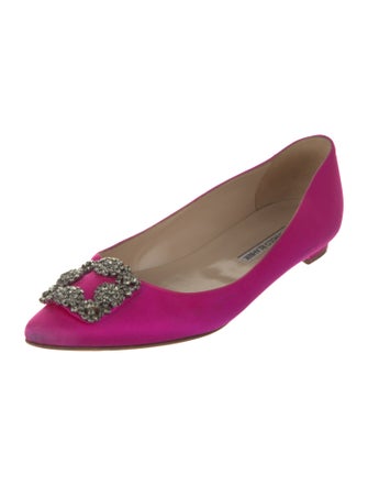 Manolo Blahnik Satin Crystal Embellishments Flats