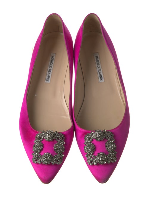 Manolo Blahnik Satin Crystal Embellishments Flats