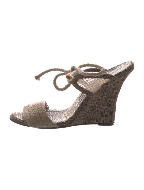 Manolo Blahnik Jute Animal Print Slides