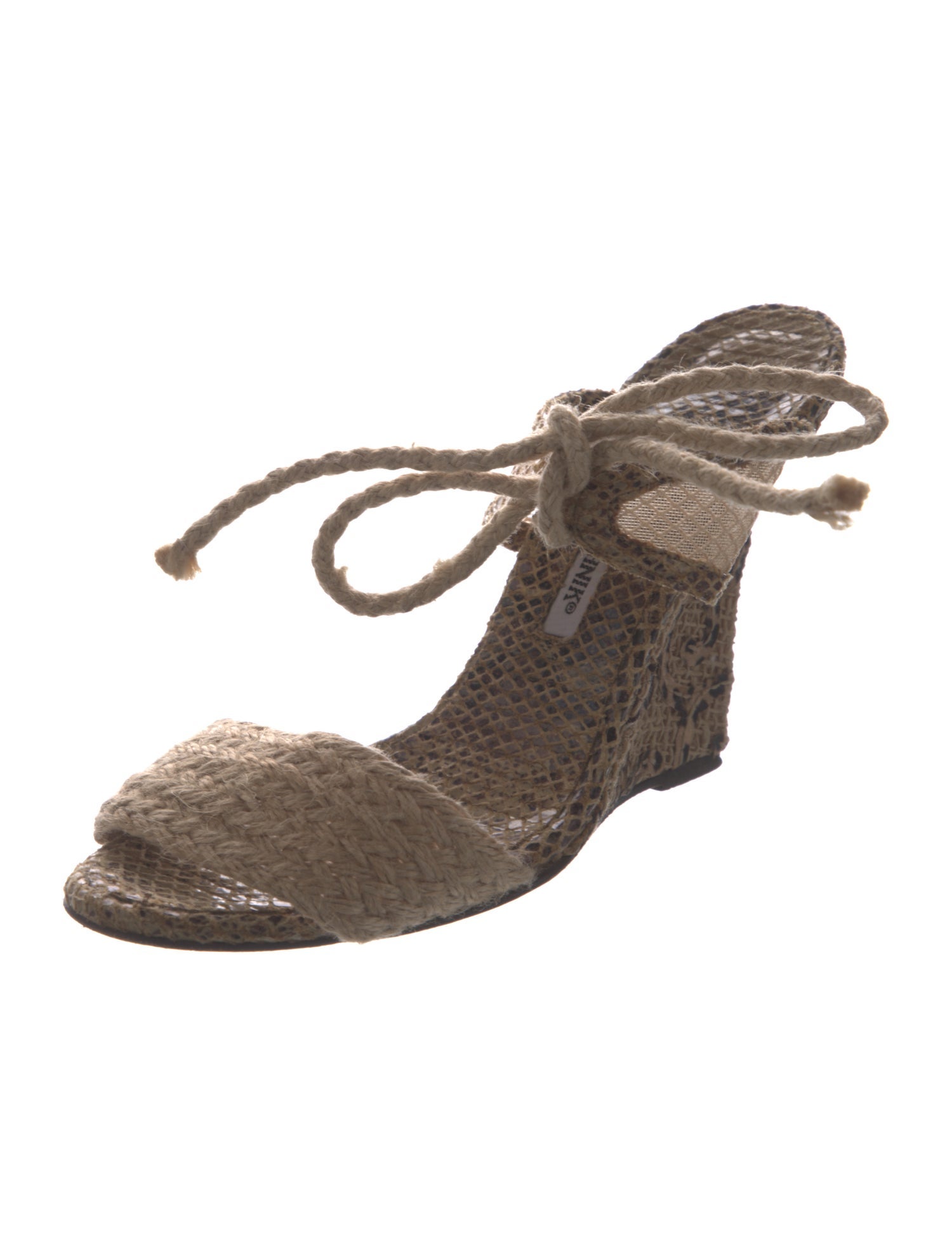 Manolo Blahnik Jute Animal Print Slides