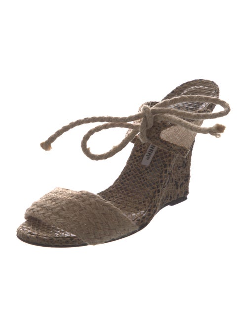 Manolo Blahnik Jute Animal Print Slides