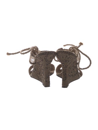 Manolo Blahnik Jute Animal Print Slides