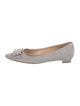 Manolo Blahnik Satin Crystal Embellishments Ballet Flats