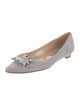 Manolo Blahnik Satin Crystal Embellishments Ballet Flats