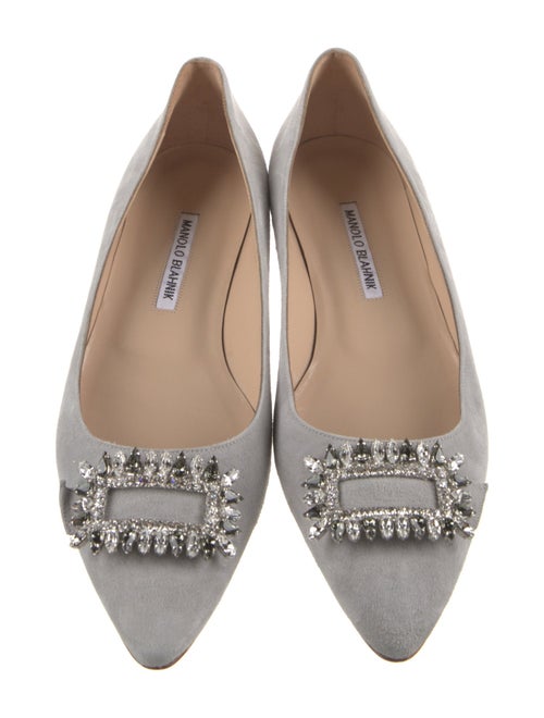 Manolo Blahnik Satin Crystal Embellishments Ballet Flats