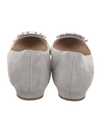 Manolo Blahnik Satin Crystal Embellishments Ballet Flats