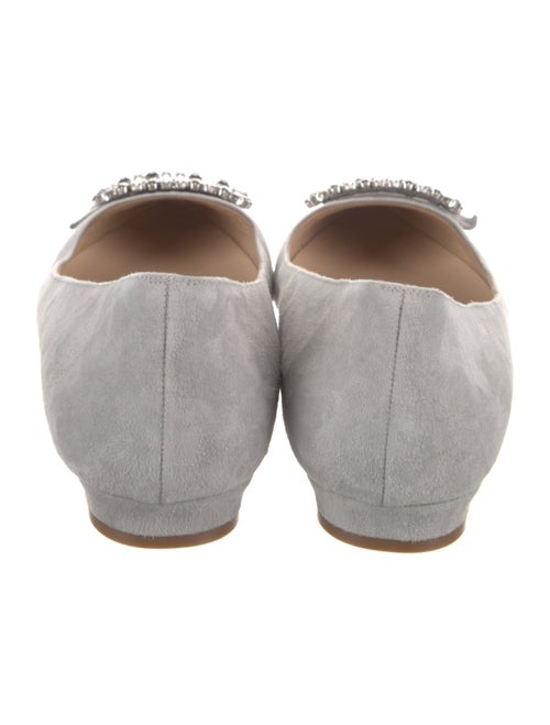 Manolo Blahnik Satin Crystal Embellishments Ballet Flats
