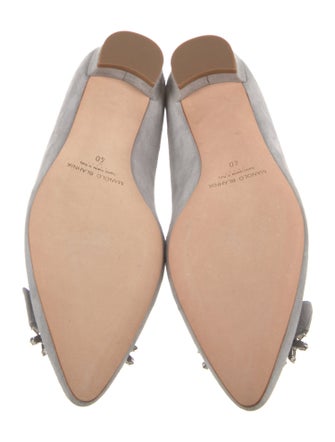 Manolo Blahnik Satin Crystal Embellishments Ballet Flats