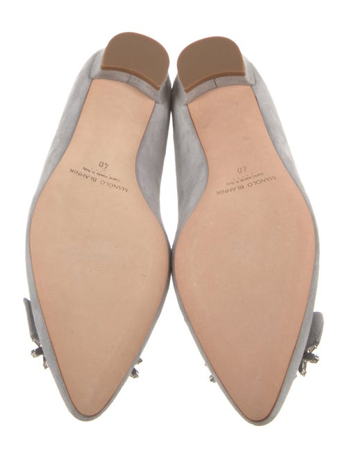 Manolo Blahnik Satin Crystal Embellishments Ballet Flats