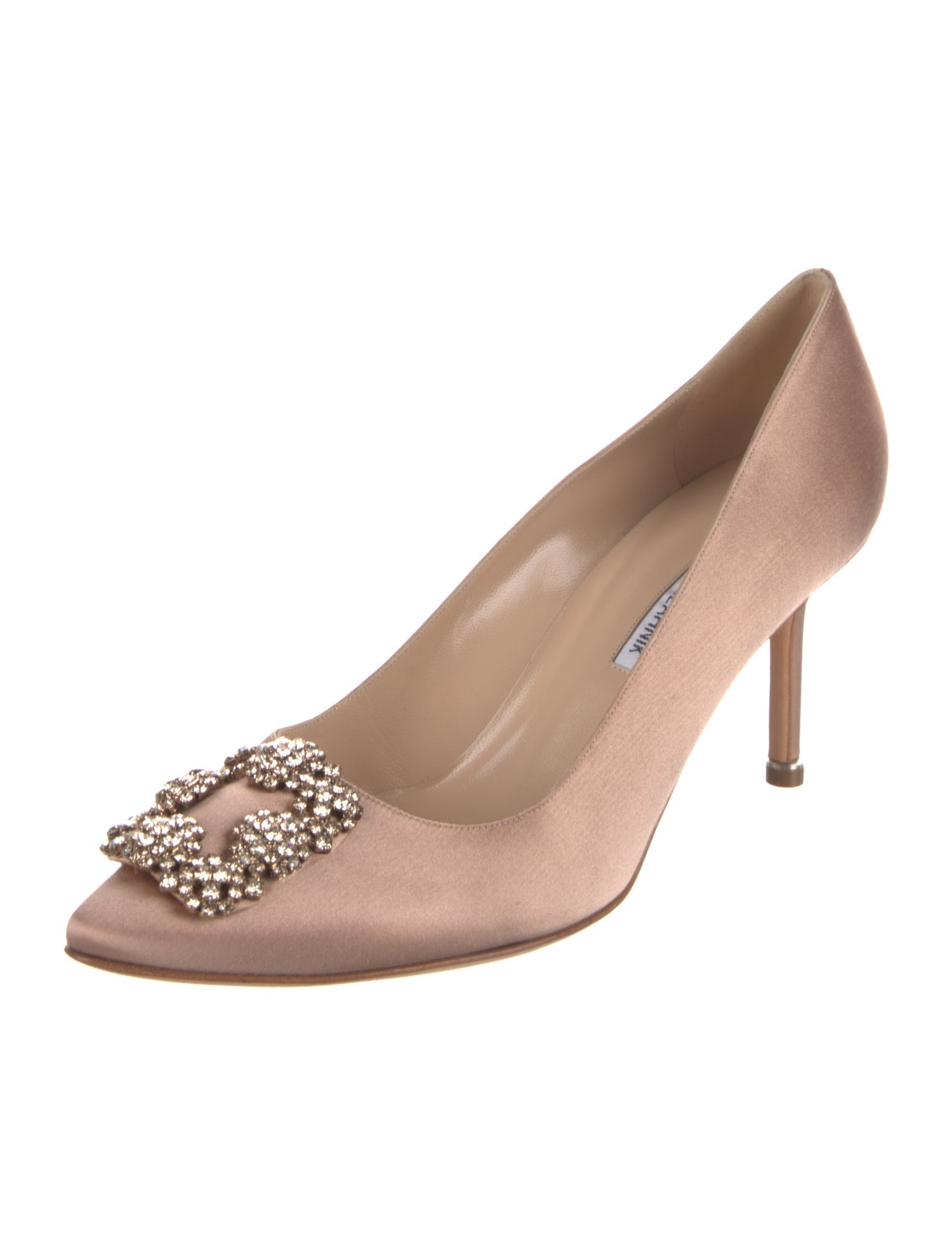 Manolo Blahnik Satin Crystal Embellishments Pumps
