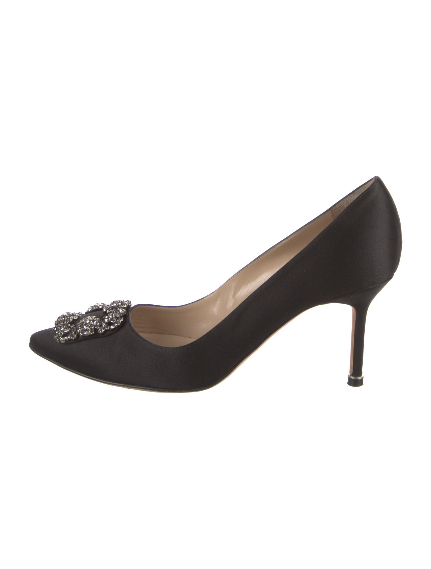 Manolo Blahnik Satin Crystal Embellishments Pumps