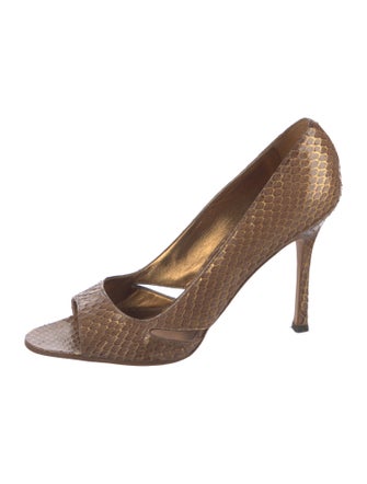 Manolo Blahnik Snakeskin Animal Print Sandals