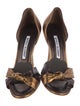 Manolo Blahnik Leather Colorblock Pattern Sandals