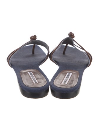 Manolo Blahnik Leather Trim Embellishment Slides