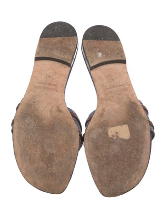 Manolo Blahnik Leather Trim Embellishment Slides