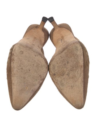 Manolo Blahnik Suede Patterned Mules