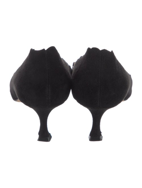 Manolo Blahnik Suede Scalloped Accent Pumps