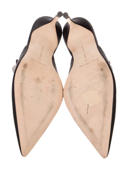 Manolo Blahnik Satin Crystal Embellishments Mules