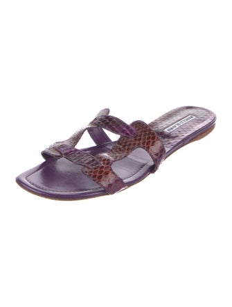 Manolo Blahnik Snakeskin Animal Print Slides