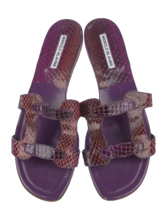 Manolo Blahnik Snakeskin Animal Print Slides