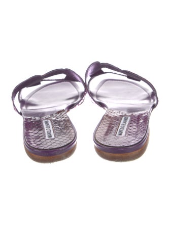 Manolo Blahnik Snakeskin Animal Print Slides