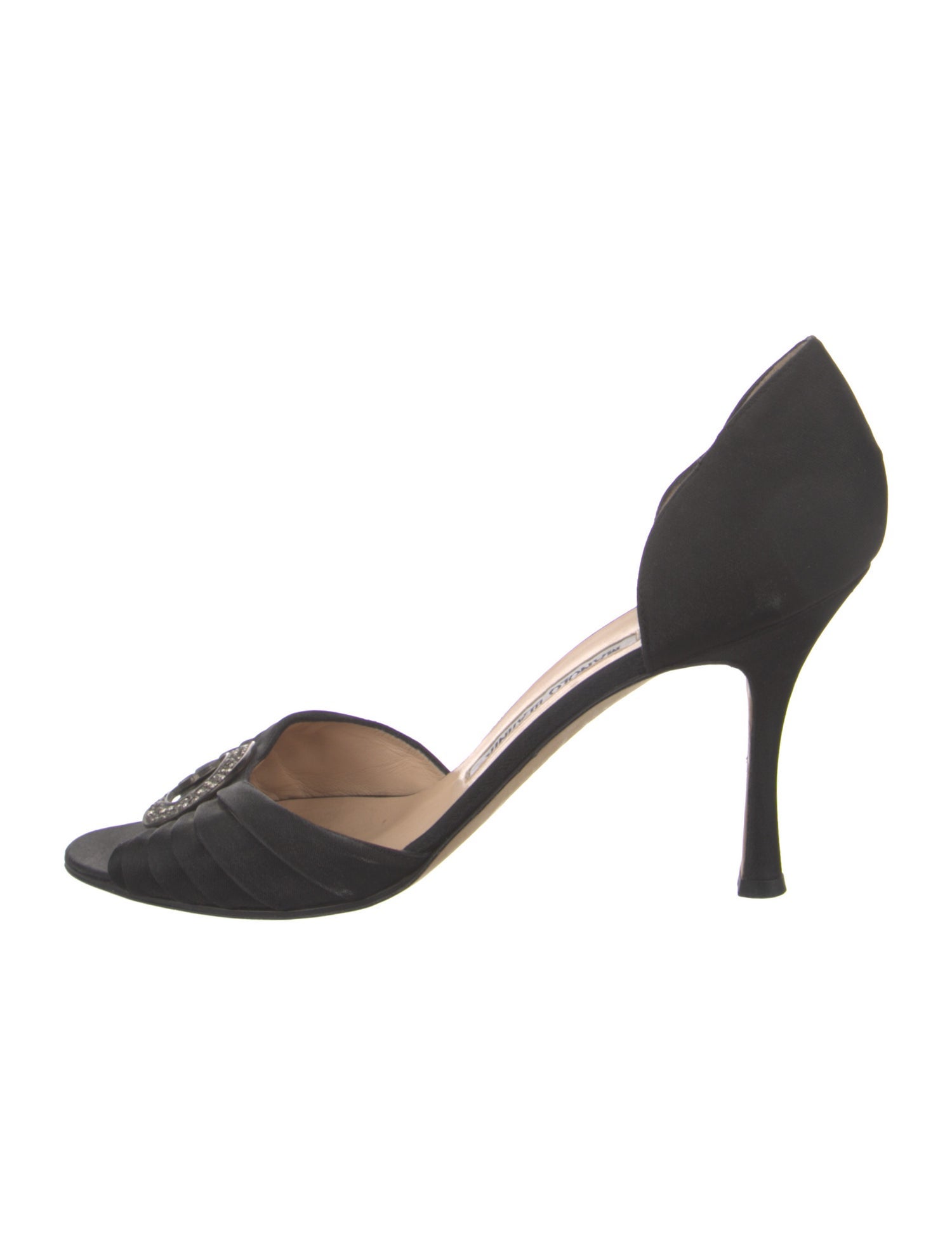 Manolo Blahnik Satin Crystal Embellishments Sandals