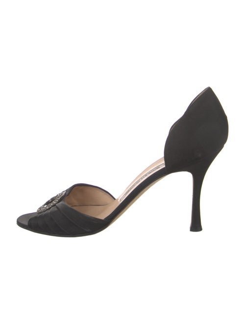 Manolo Blahnik Satin Crystal Embellishments Sandals