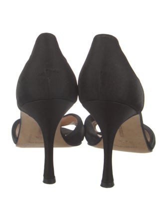 Manolo Blahnik Satin Crystal Embellishments Sandals