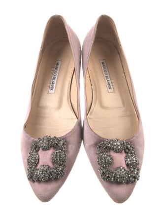 Manolo Blahnik Satin Crystal Embellishments Flats